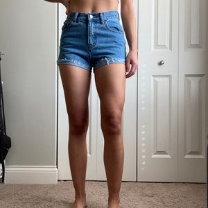 High waisted jean shorts